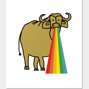 Animals with Rainbow Puke Gold Ox Posters and Art